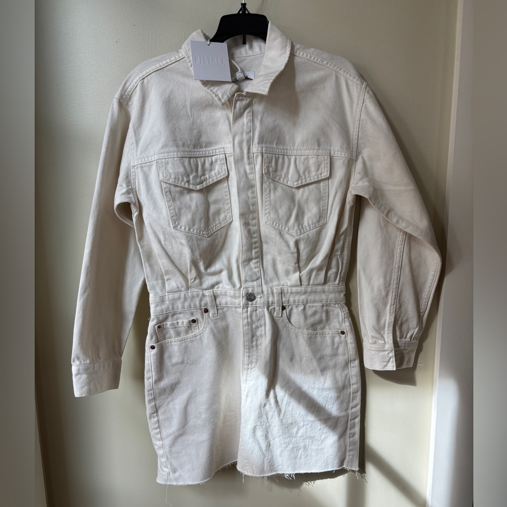 NWT Pistola Nina White Denim Mini Dress Medium - Picture 6 of 11